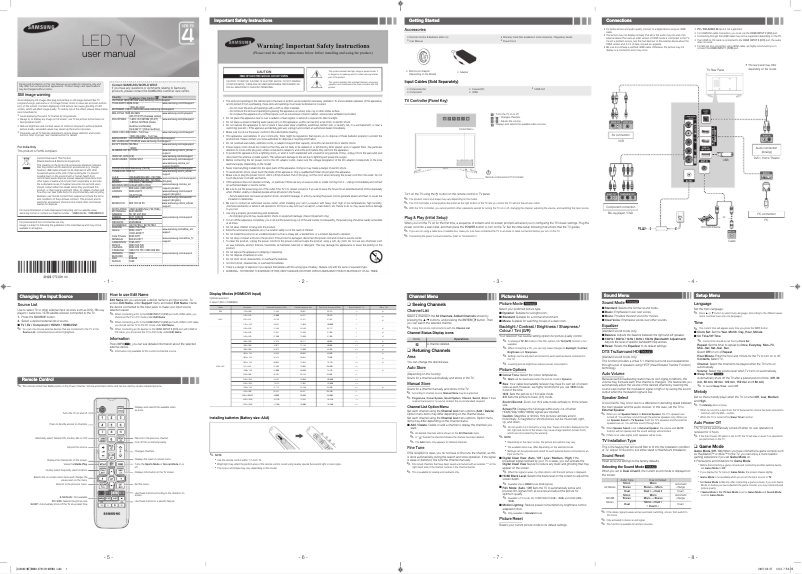 First page image of the manual for UA32J4003ARXTW