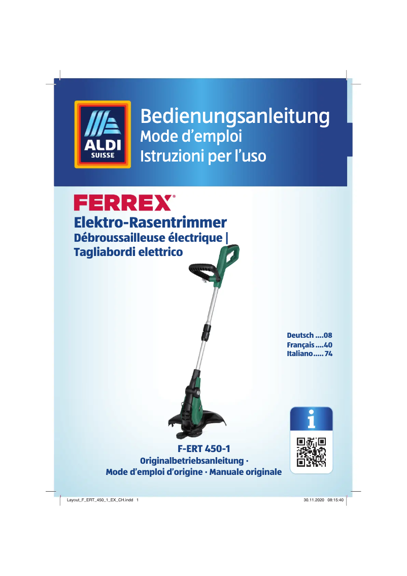 Page 1 of the manual User Manual Ferrex F-ERT 450-1