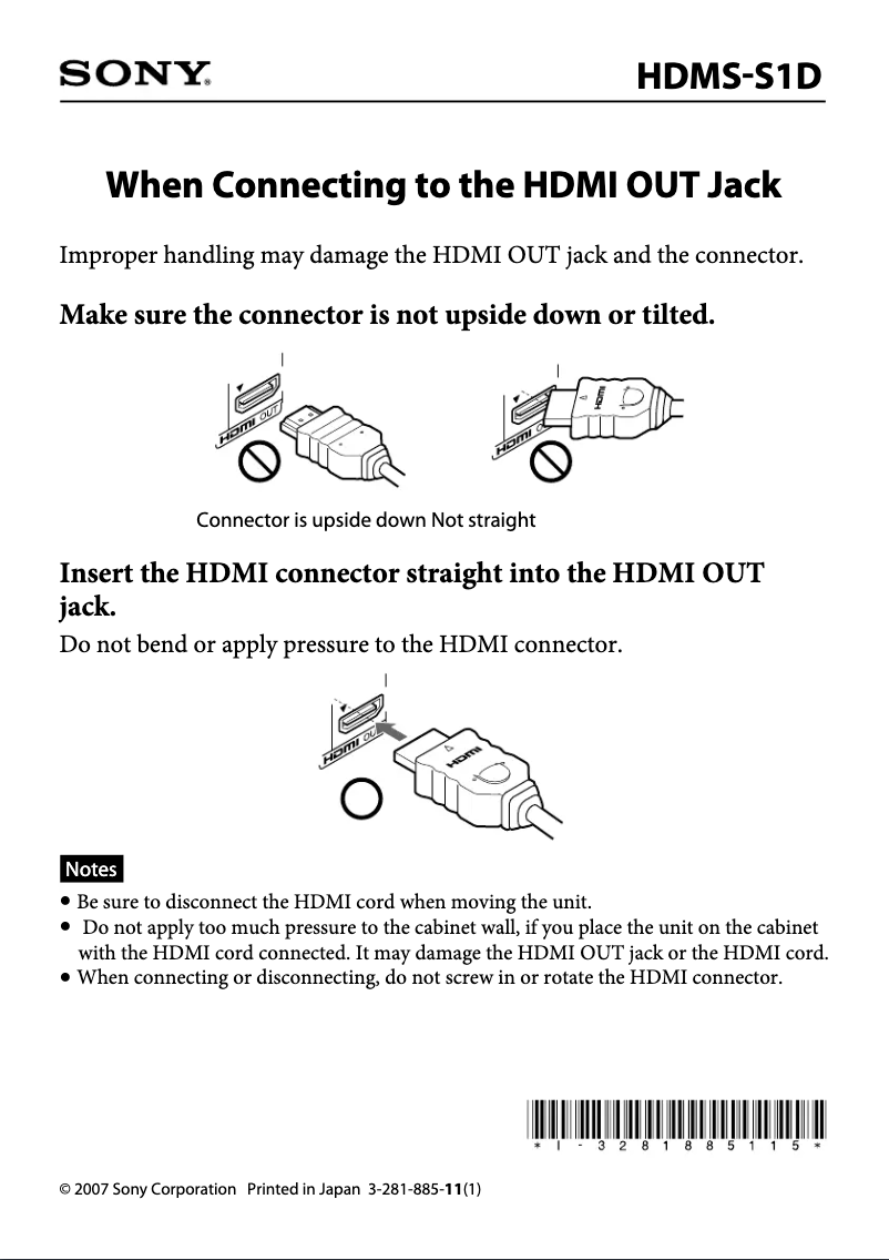 Page 1 of the manual Installation Guide Sony HDMS-S1D