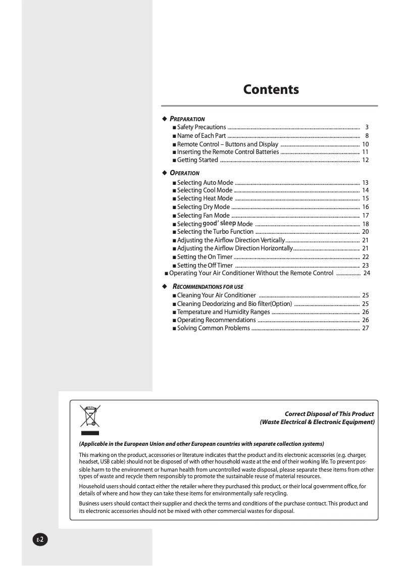 First page image of the manual for AQ12NSDN