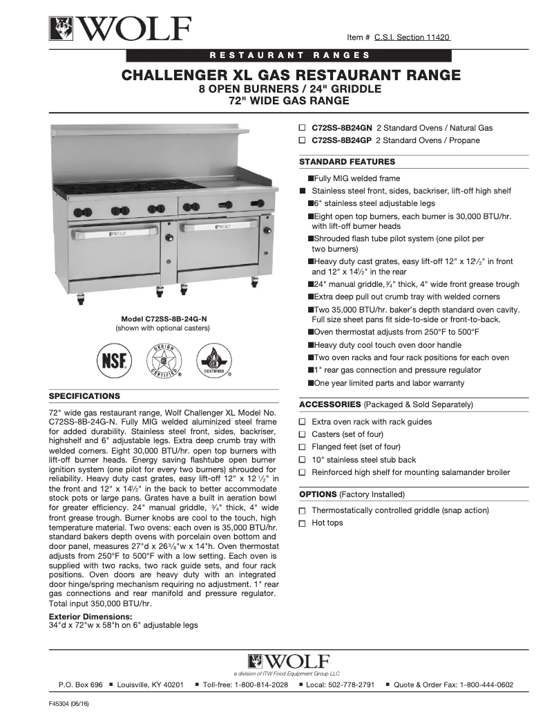 First page image of the manual for C72SS-8B24G