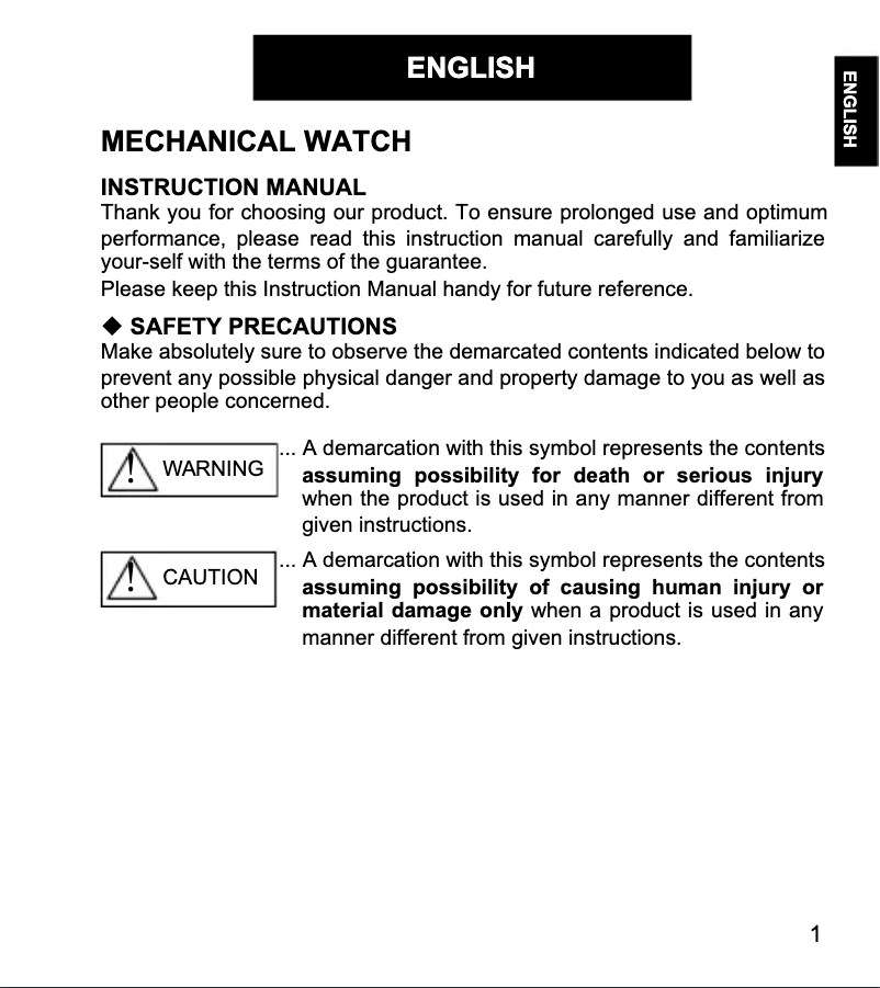 Page 1 of the manual User Manual ORIENT Sports ET0X002W