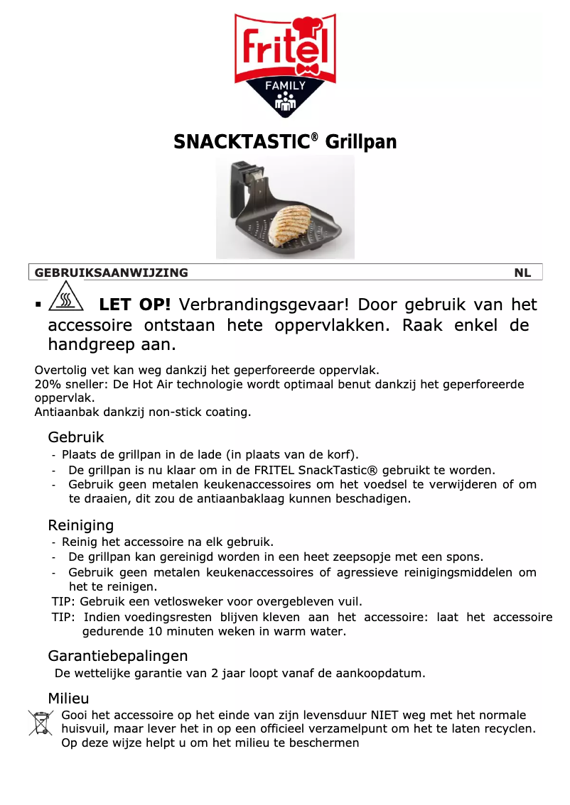 Page 1 of the manual User Manual Fritel 150022