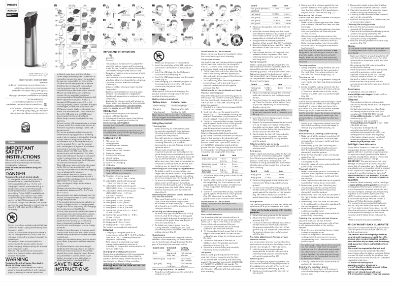 Page 1 of the manual User Manual Philips Norelco Series 9000 MG9510