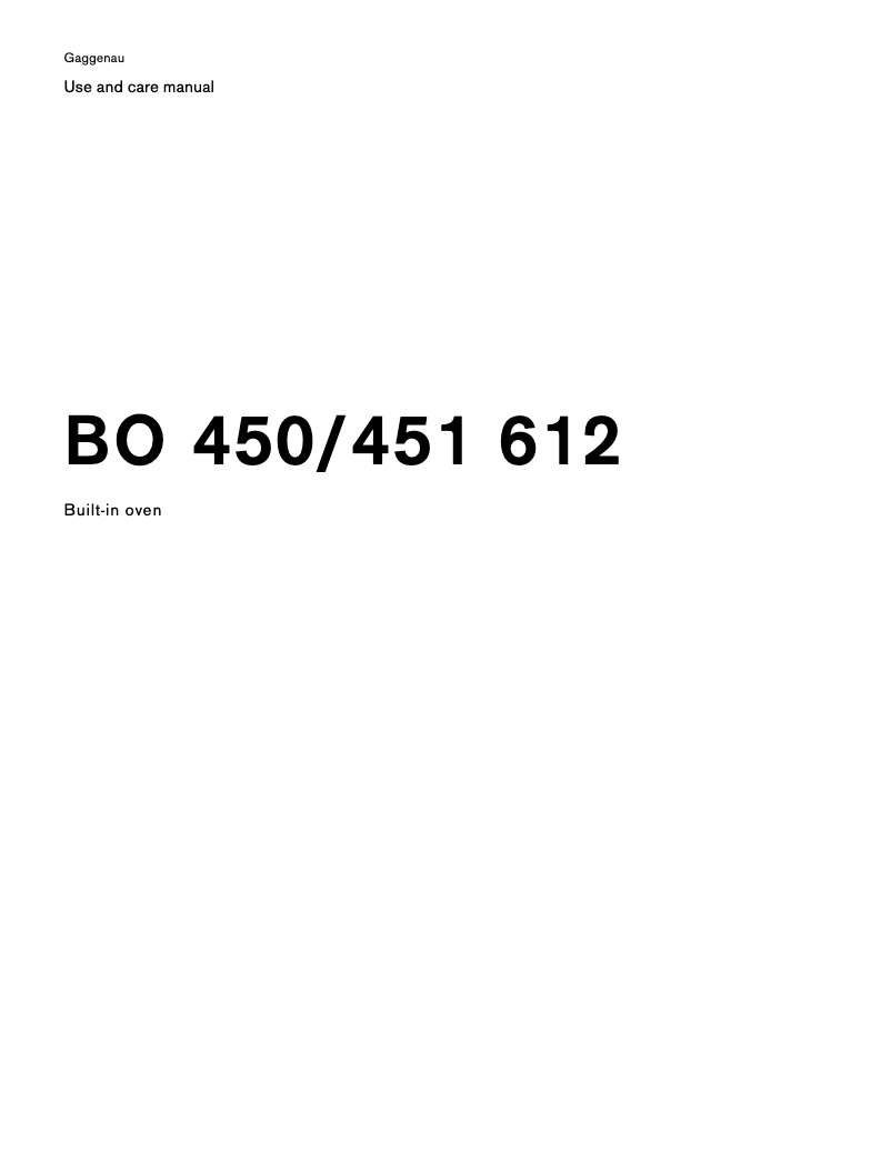 Page 1 of the manual User Manual Gaggenau BO451612