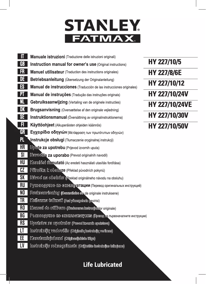 Page 1 of the manual User Manual Stanley HY 227/10/30V