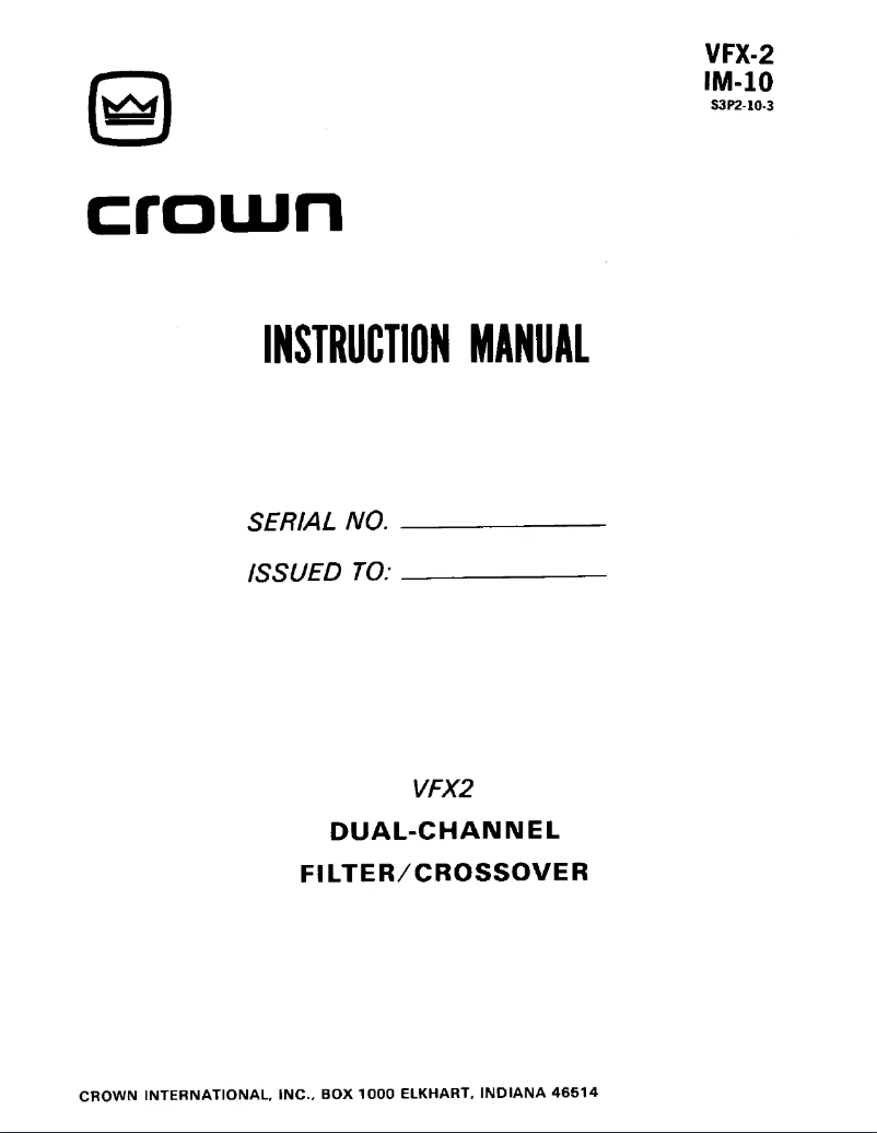 Page 1 of the manual User Manual Crown VFX-2