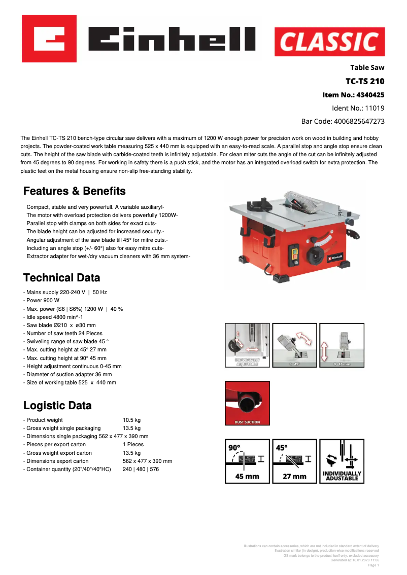 First page image of the manual for TC-TS 210
