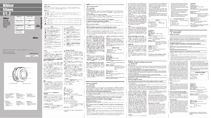 First page image of the manual for Nikkor 50mm f/1.2