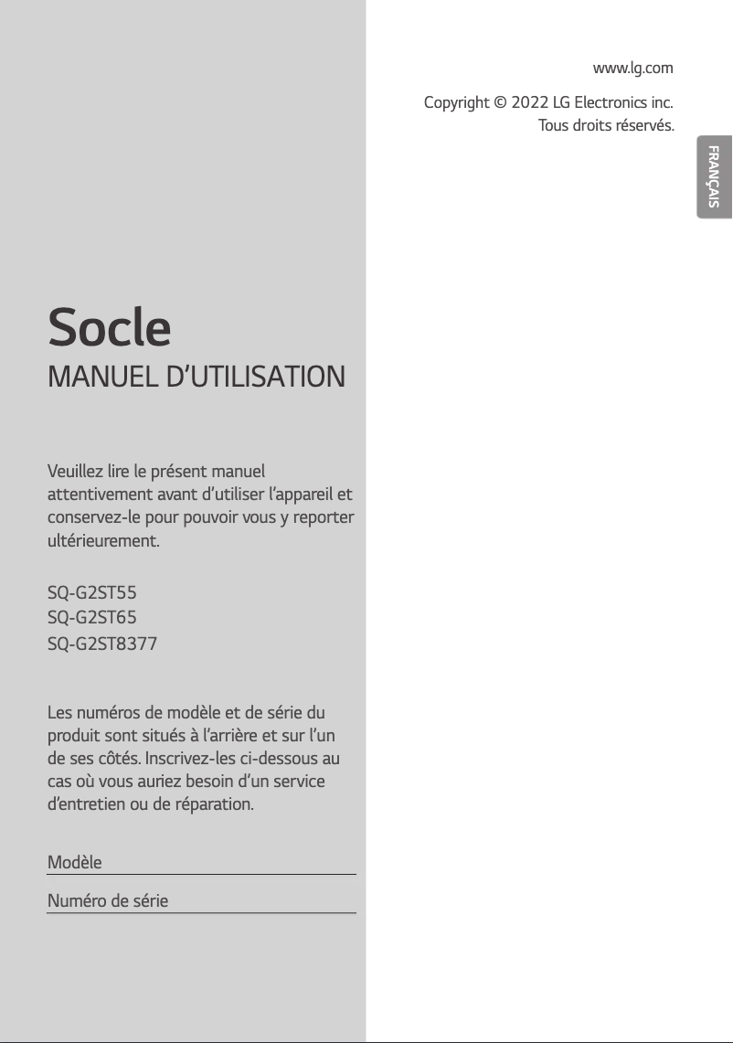 First page image of the manual for SQ-G2ST55