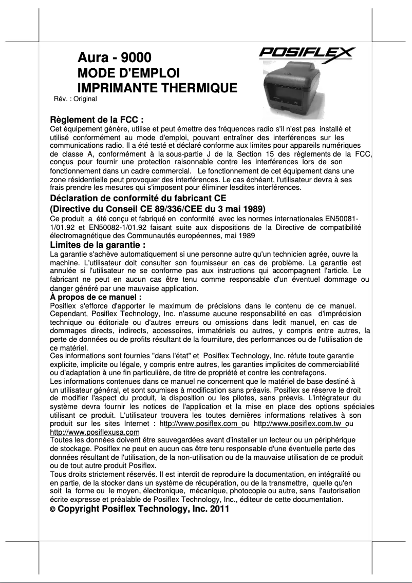 Page 1 of the manual User Manual Posiflex AURA PP-9000