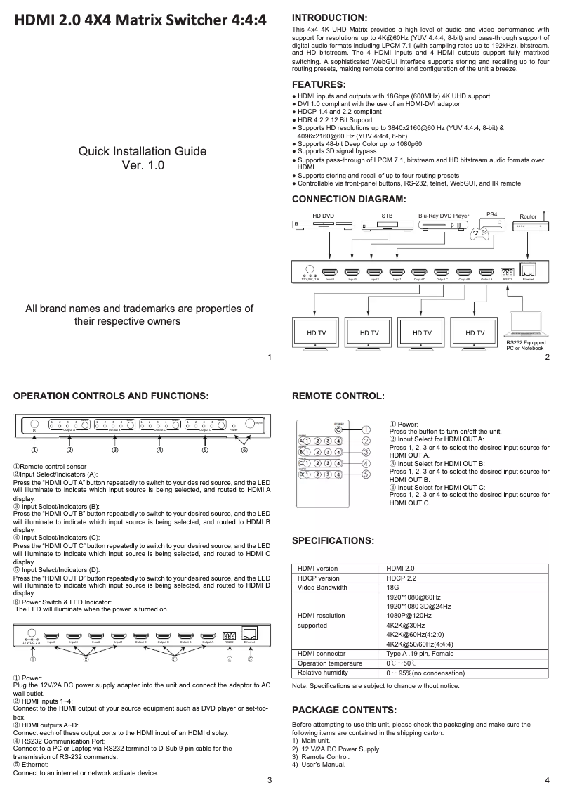 Page 1 of the manual User Manual Micro Connect MC-HM-MT404L