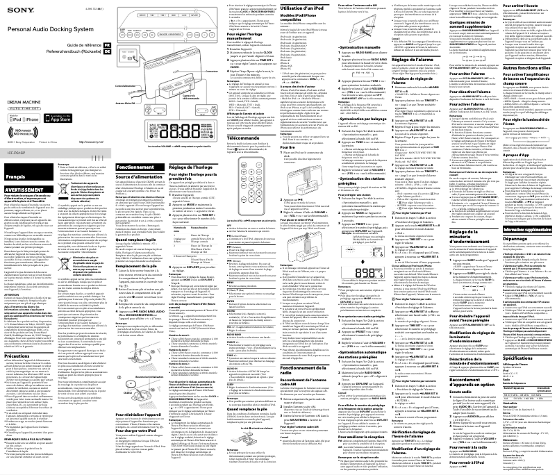 Page 1 of the manual User Manual Sony ICF-DS15IP