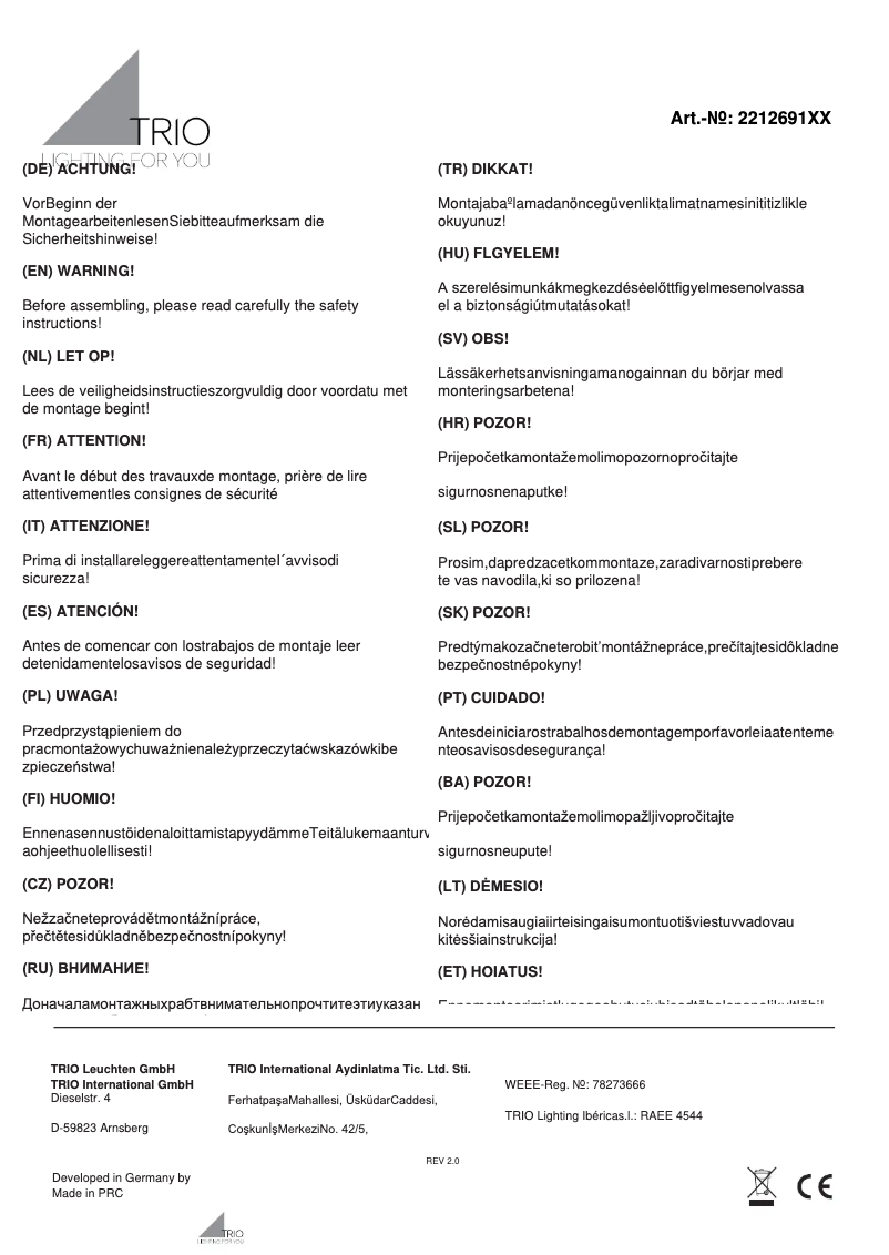 First page image of the manual for Ticino 221269187