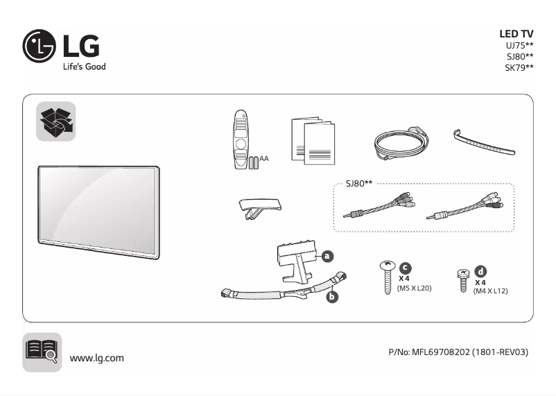 First page image of the manual for 60UJ752V