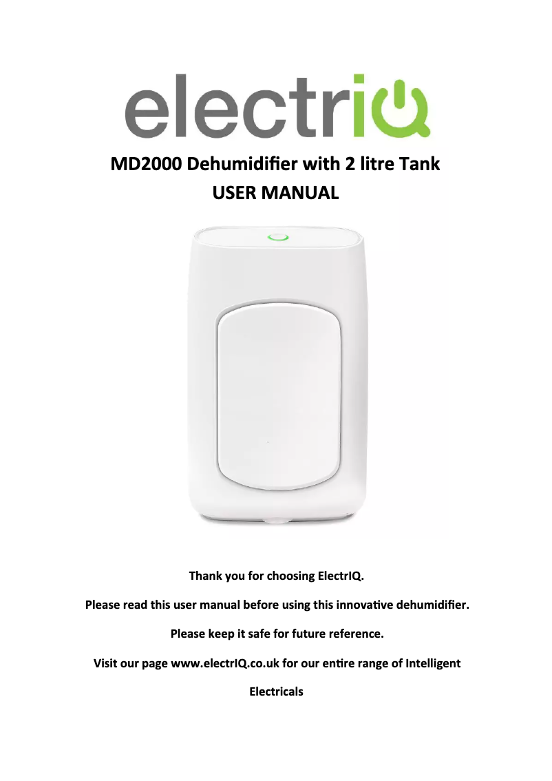 First page image of the manual for MD2000