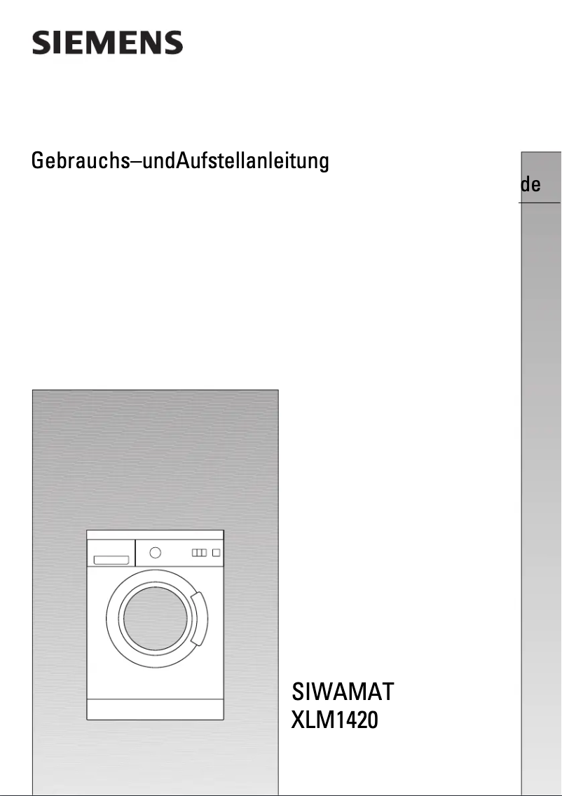 First page image of the manual for Siwamat XLM 1420