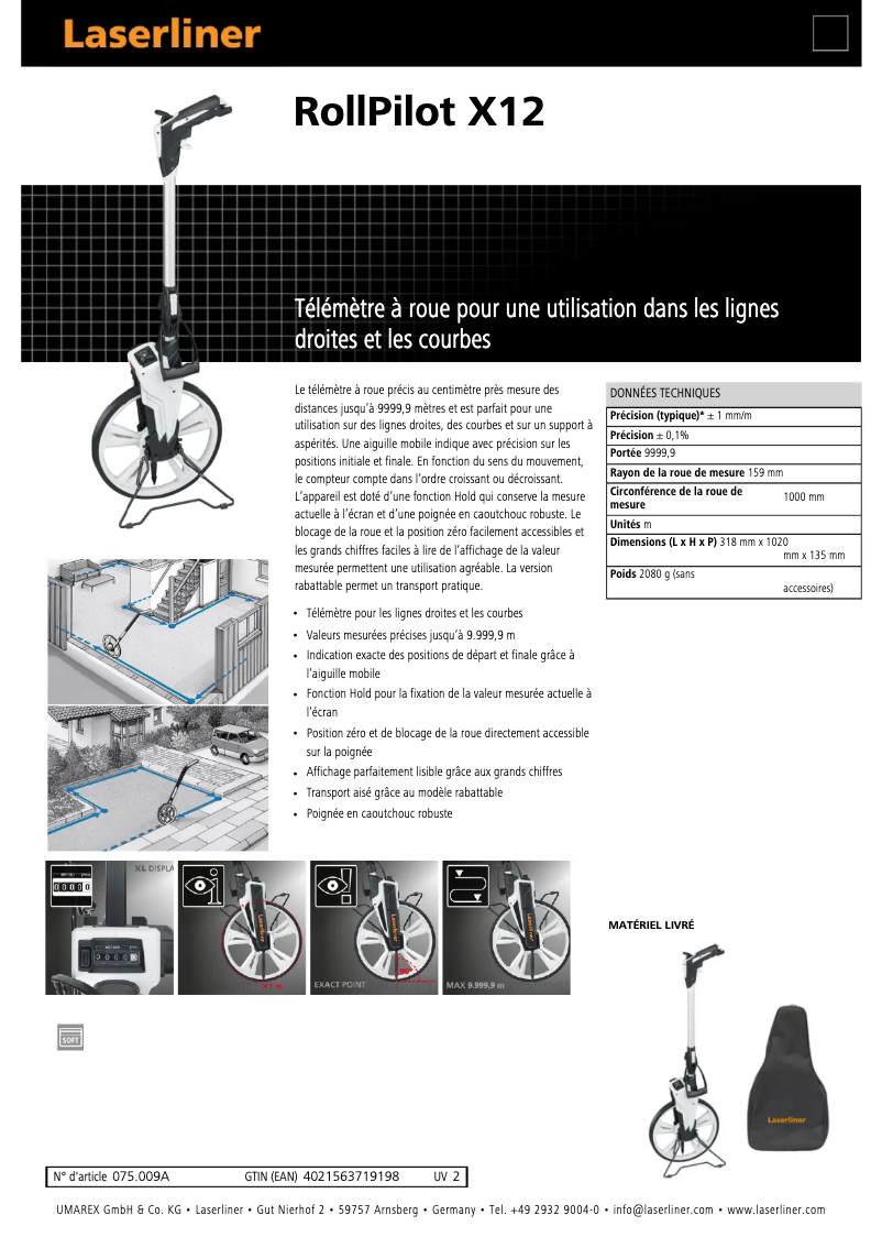 Page 1 of the manual Technical Sheet Laserliner RollPilot X12