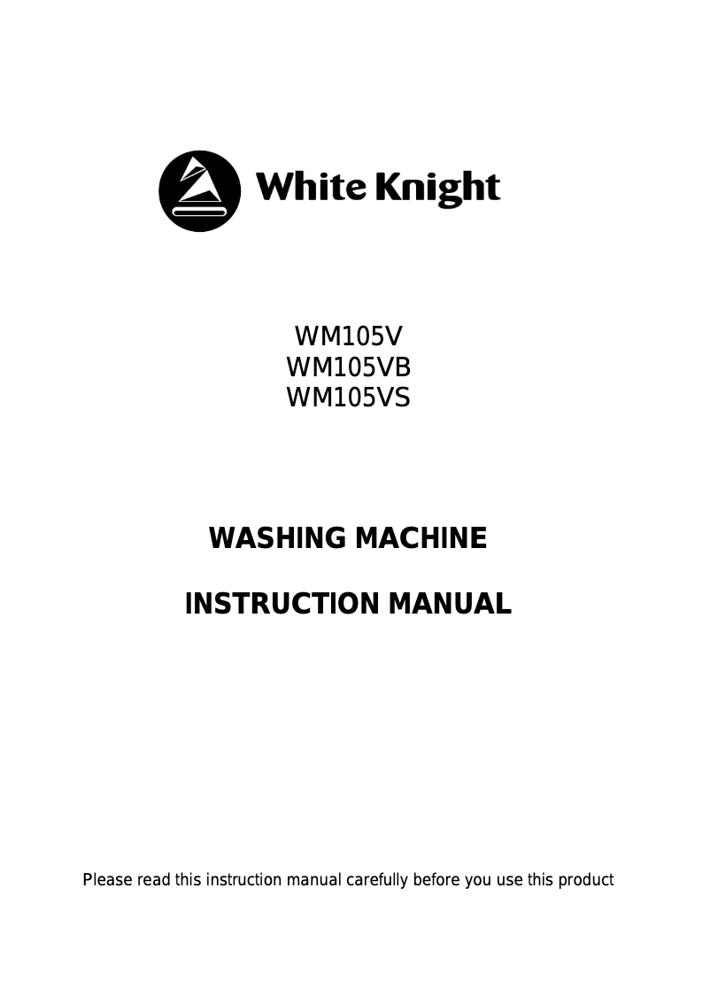 First page image of the manual for WM105VS