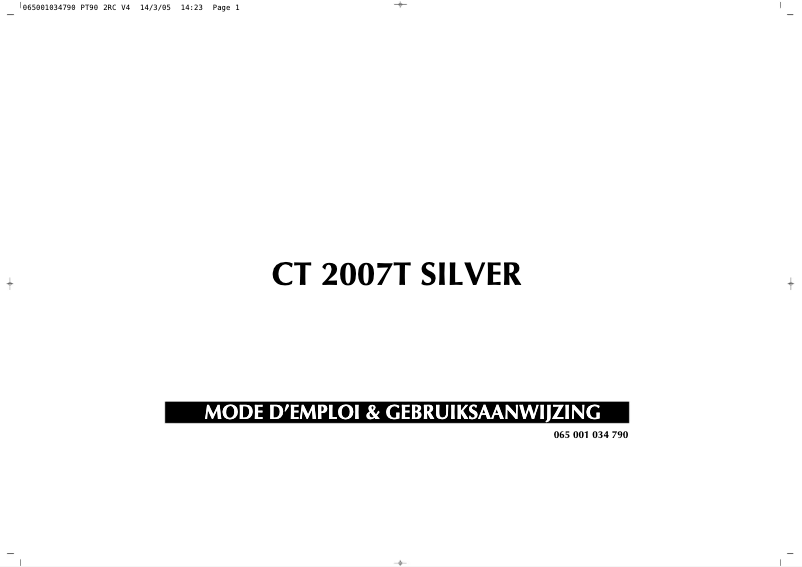 First page image of the manual for CT2007T Silver