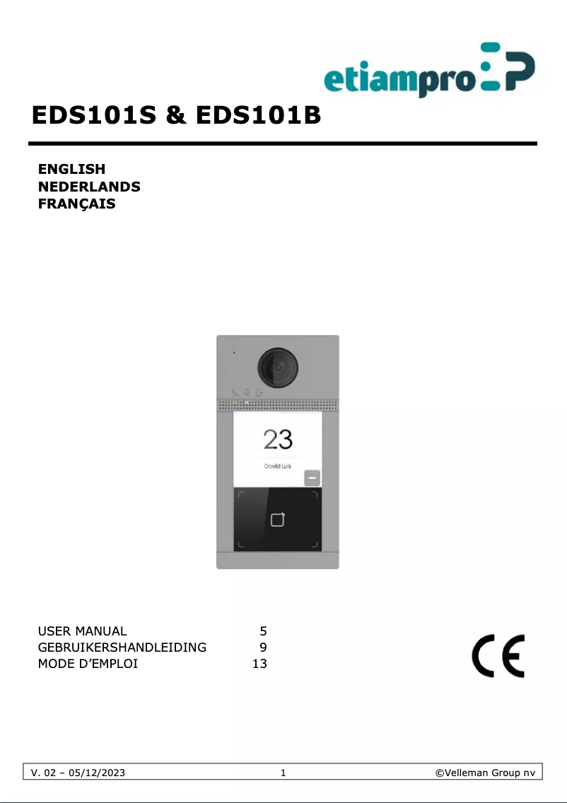 First page image of the manual for EDS101B