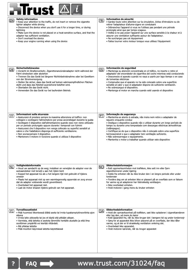 Page 1 of the manual User Manual Trust DC/Micro-USB
