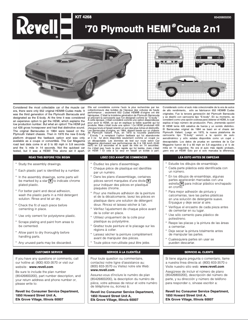 First page image of the manual for '70 Plymouth HEMI Cuda 2 'n 1