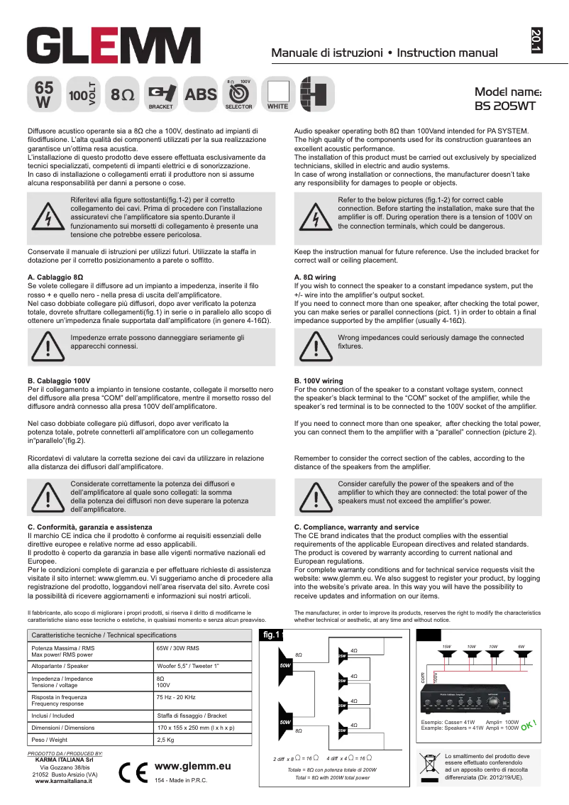 Page 1 of the manual User Manual Glemm BS 205WT