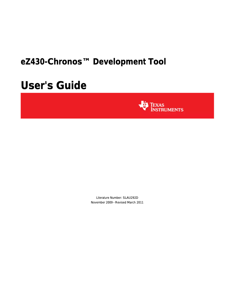 First page image of the manual for EZ430-Chronos