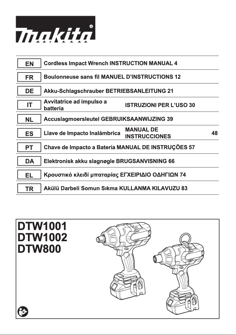 First page image of the manual for DTW1002Z