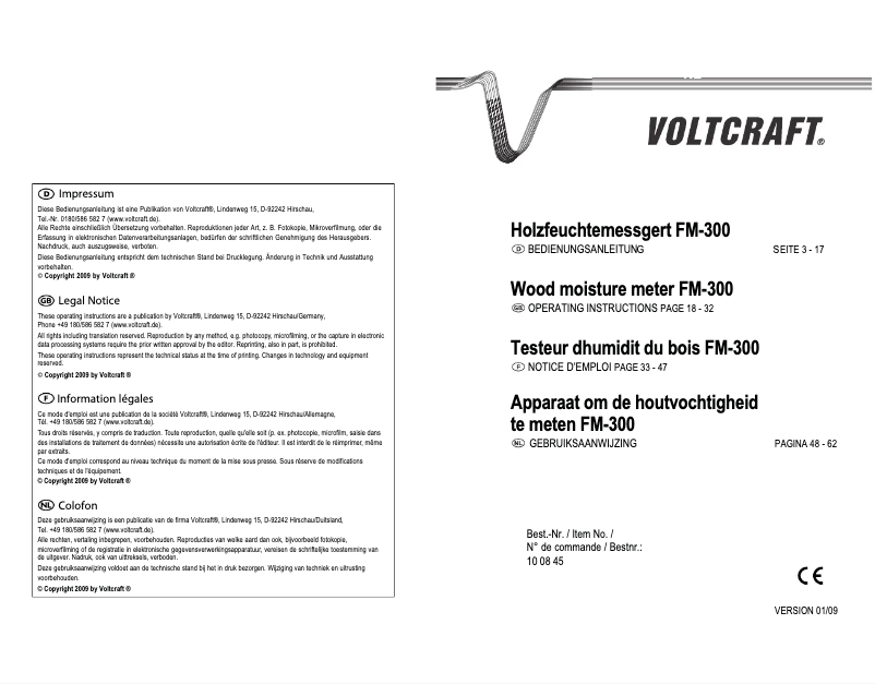 Page 1 of the manual User Manual Voltcraft FM-300