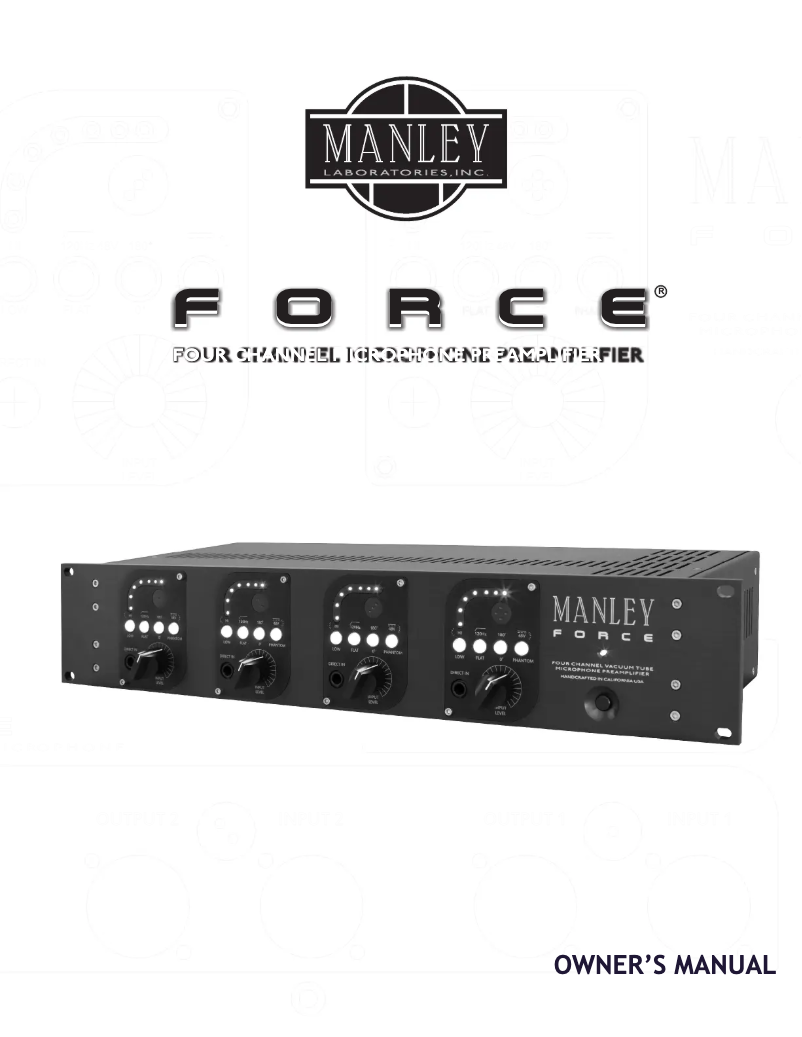 Page 1 of the manual User Manual Manley Force