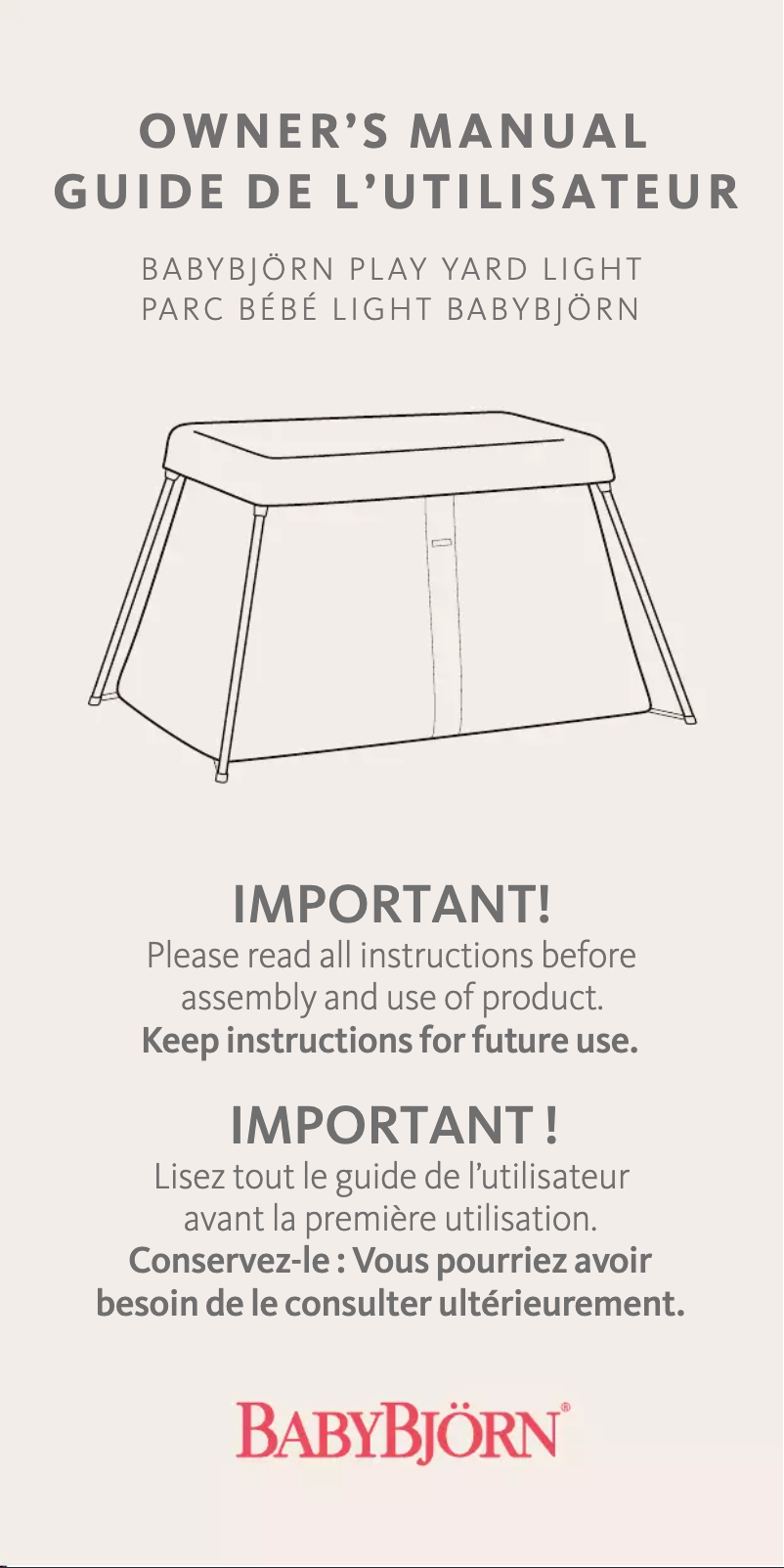 Page 1 of the manual User Manual BabyBjörn Travel Crib Light