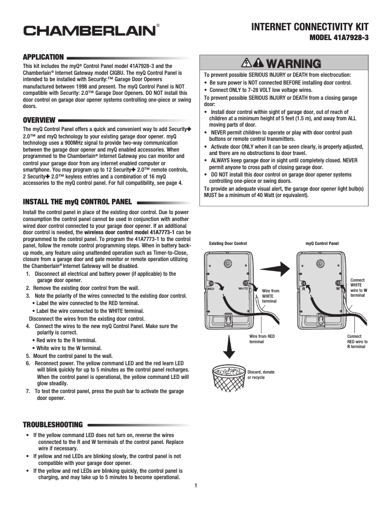 Page 1 of the manual User Manual LiftMaster 041A7928-3MC