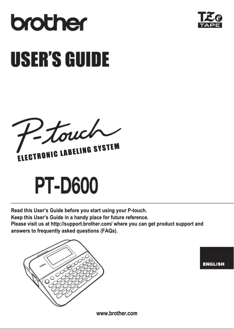 Page 1 of the manual User Manual Brother P-Touch PT-D600VP