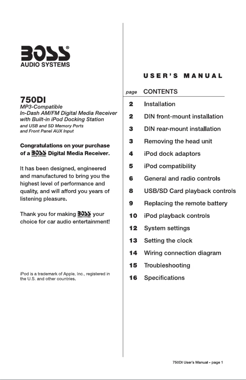First page image of the manual for 750DI