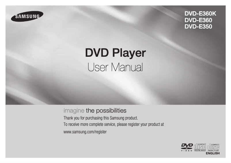 First page image of the manual for DVD-E350