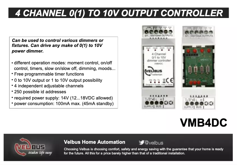 Page 1 of the manual User Manual Velbus VMB4DC