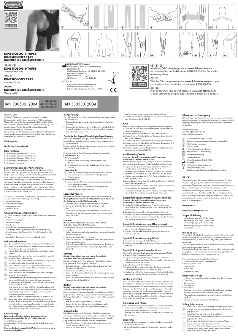 Page 1 of the manual User Manual Sensiplast IAN 330530
