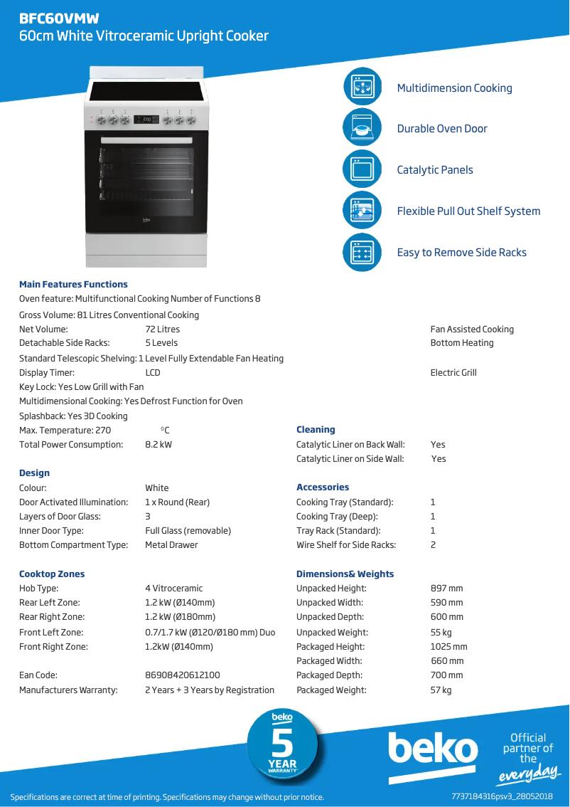 First page image of the manual for BFC60VMW