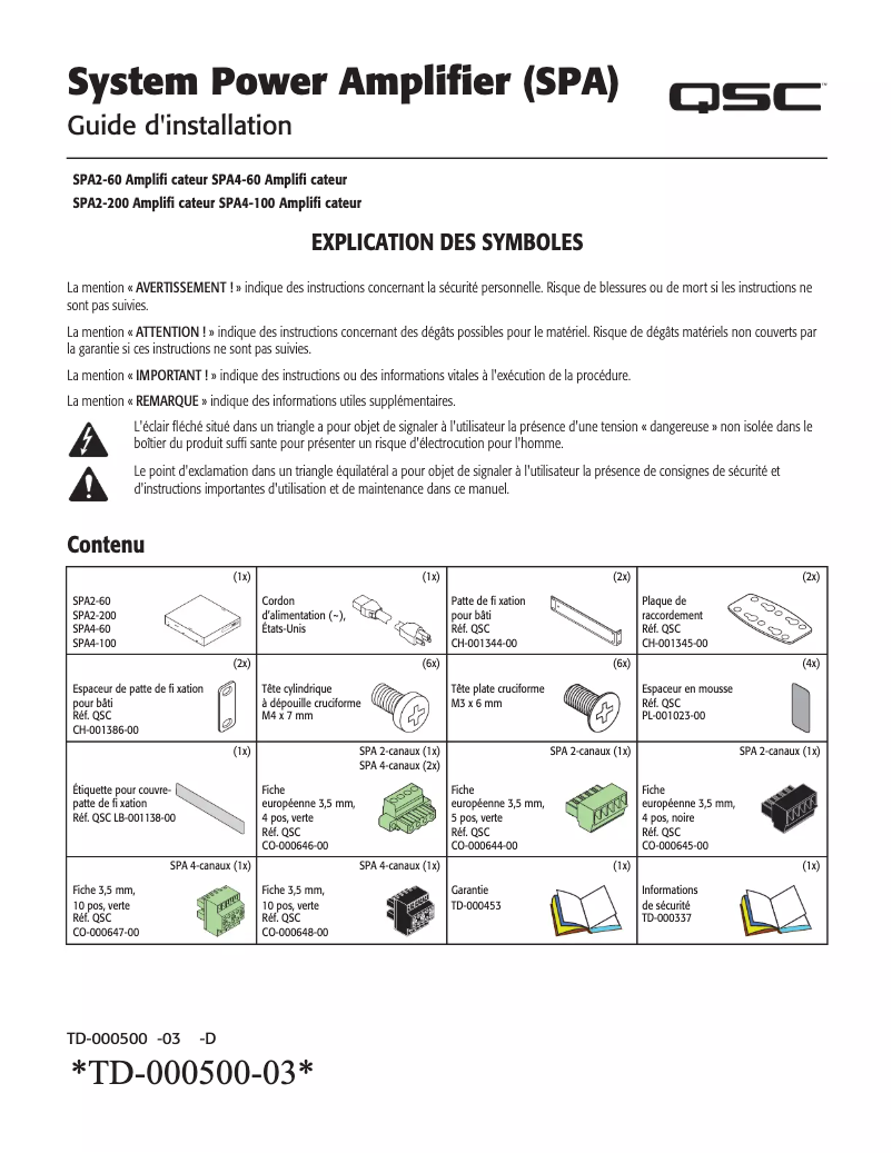 First page image of the manual for SPA2-200