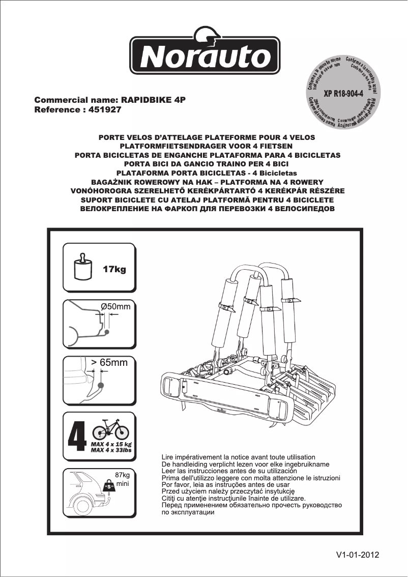 Page 1 of the manual User Manual Norauto Rapidbike 4P