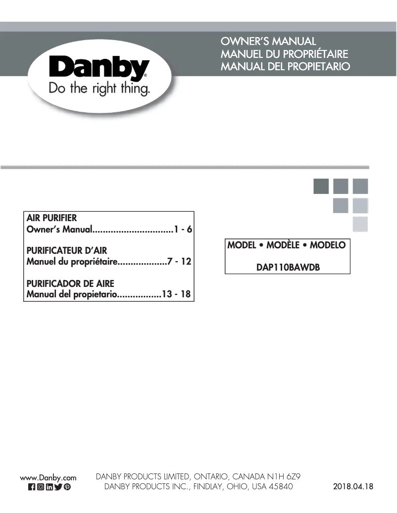 First page image of the manual for DAP110BAWDB