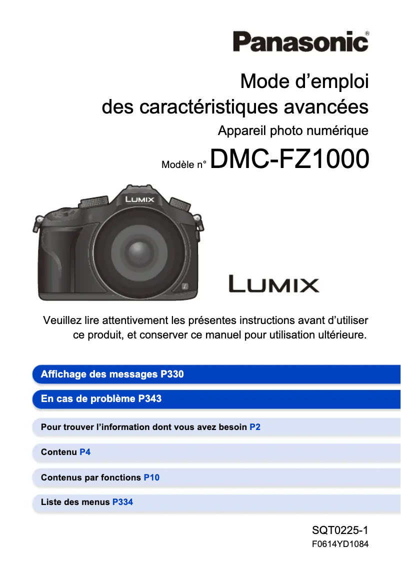 Page 1 of the manual User Manual Panasonic Lumix DMC-FZ1000