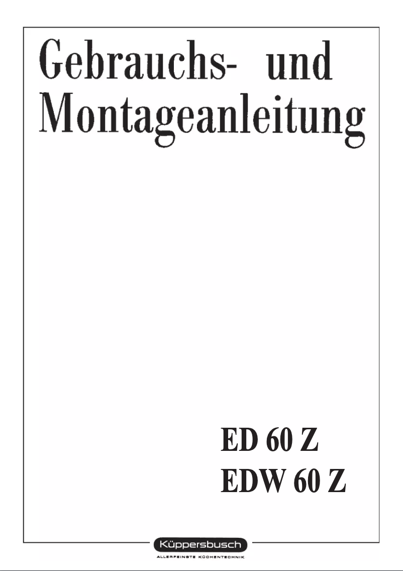 Page 1 of the manual User Manual Küppersbusch EDW 60Z