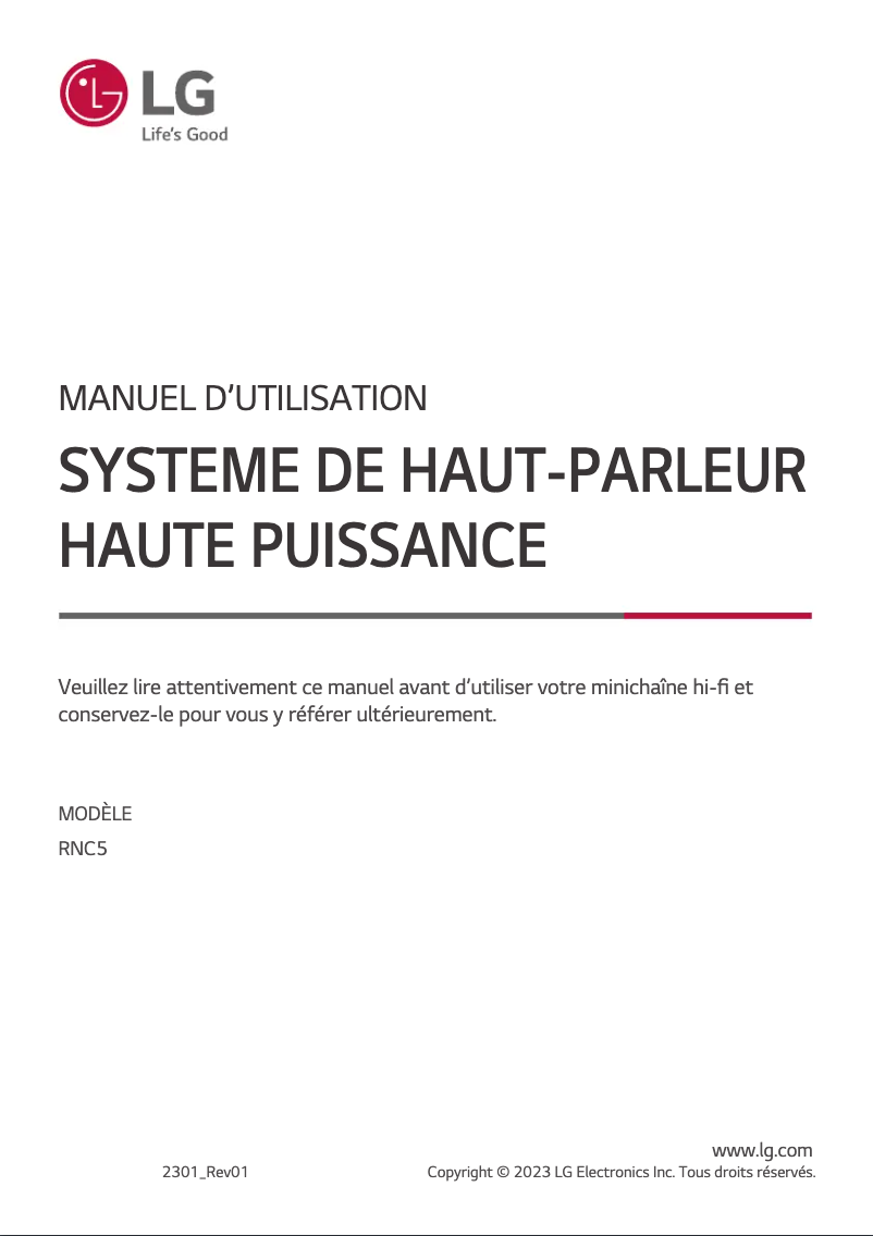 Page 1 of the manual User Manual LG RNC5