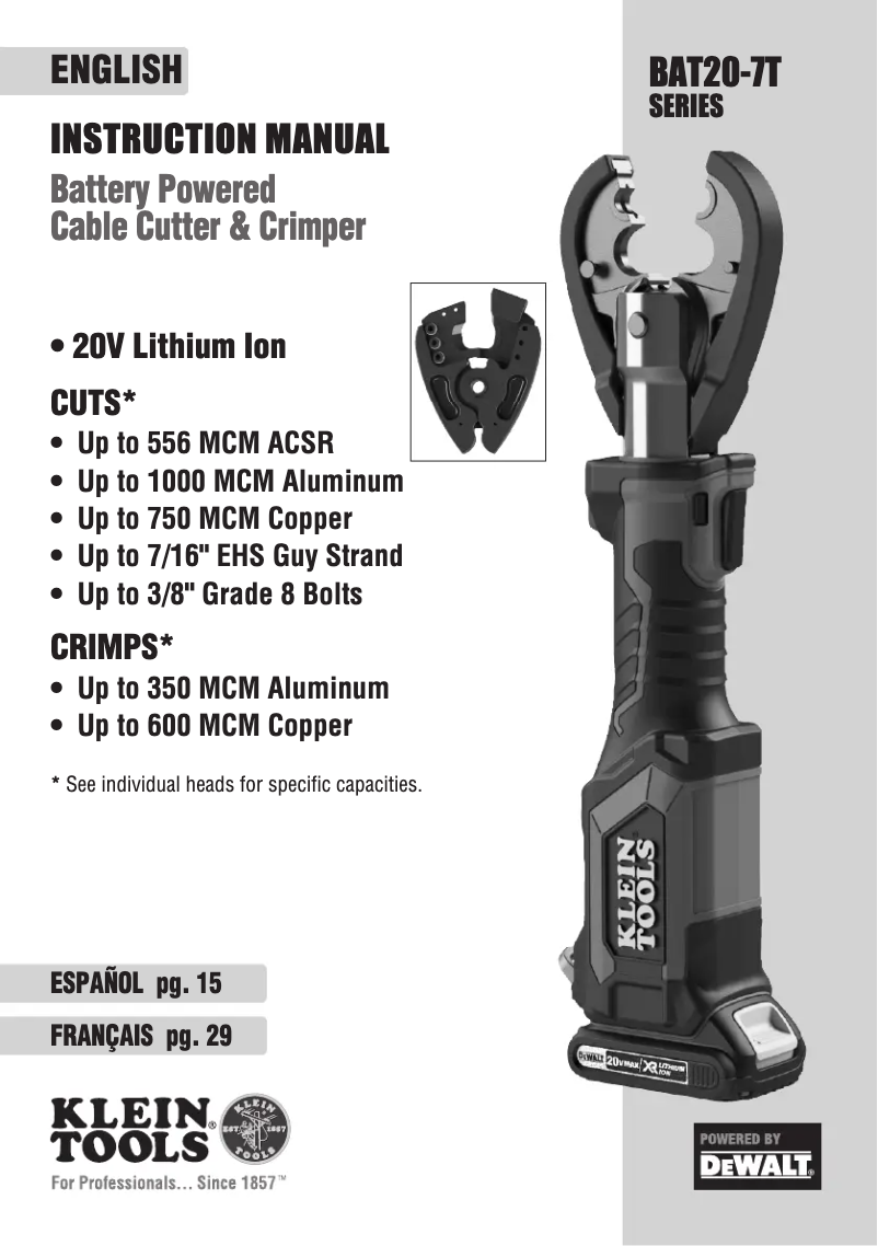 First page image of the manual for BAT20-7T12