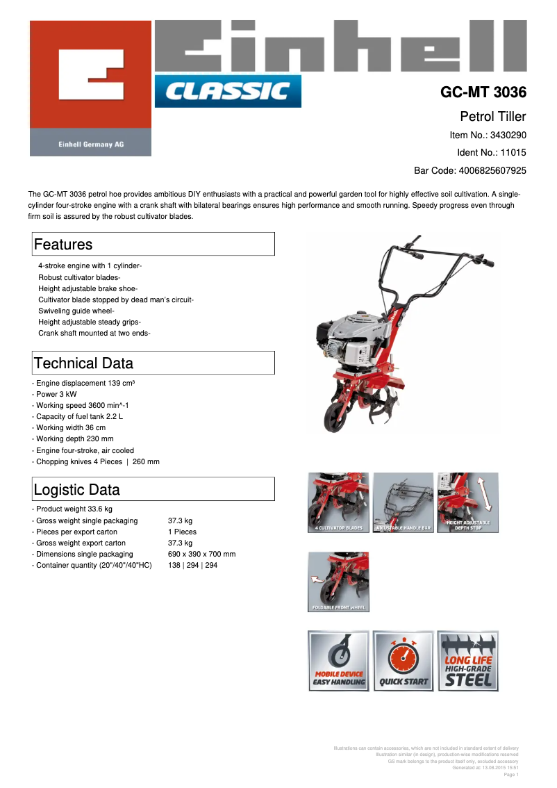 First page image of the manual for GC-MT 3036