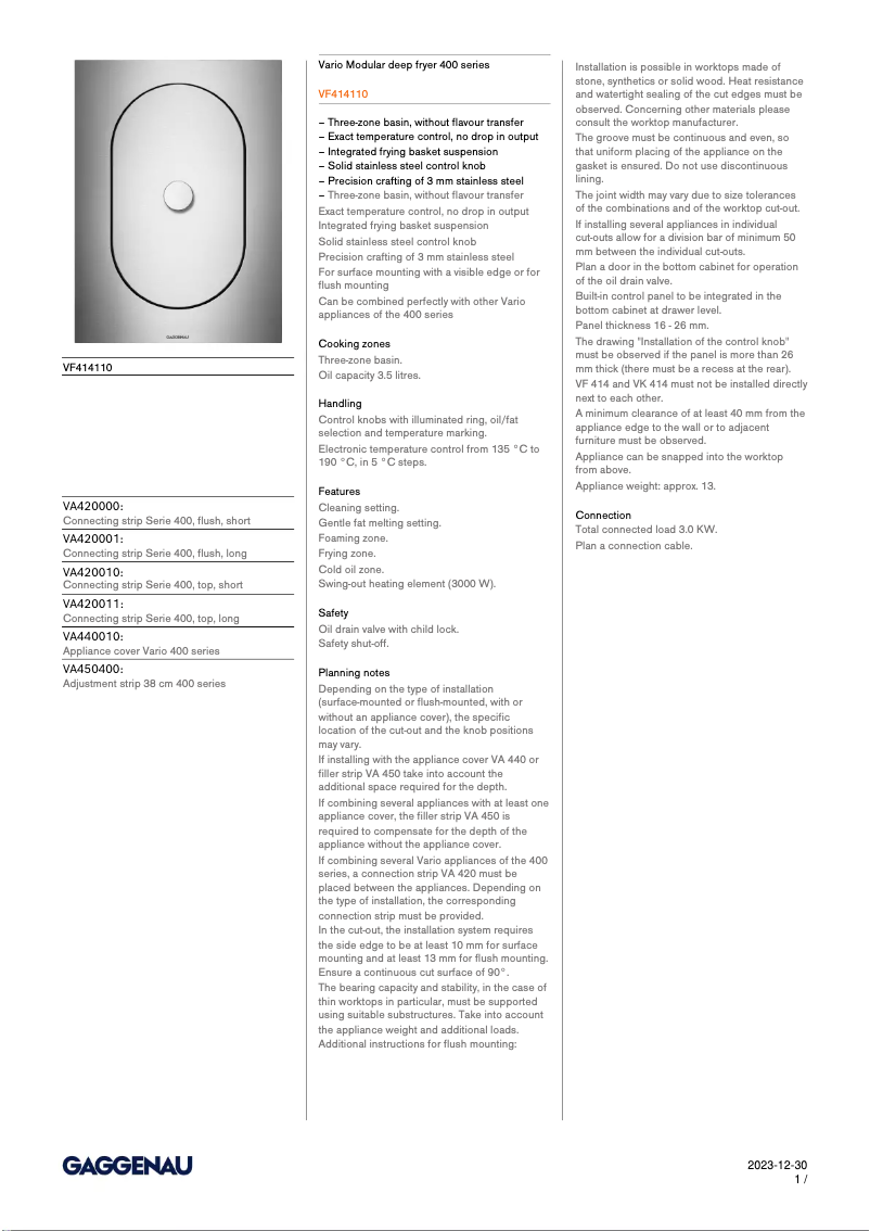 Image de la première page du manuel de l'appareil VF414110