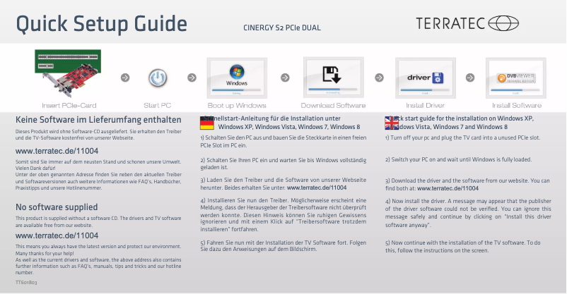 First page image of the manual for Cinergy S2 Stick HD